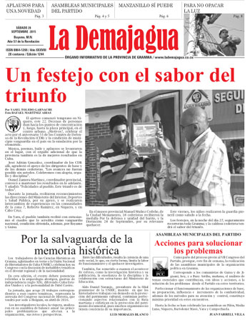 Edición impresa del semanario La Demajagua, 26 de septiembre 2015 Edición impresa del semanario La Demajagua, 26 de septiembre 2015