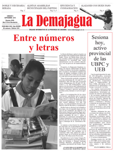 Semanario La Demajagua (PDF), 5 de septiembre 2015 Semanario La Demajagua (PDF), 5 de septiembre 2015
