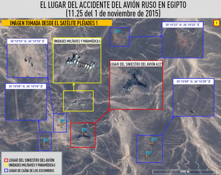 El avión ruso accidentado en Egipto se desintegró en el aire El avión ruso accidentado en Egipto se desintegró en el aire