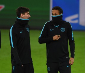 Messi y Neymar, durante el entrenamiento en Alemania. | PATRIK STOLLARZ