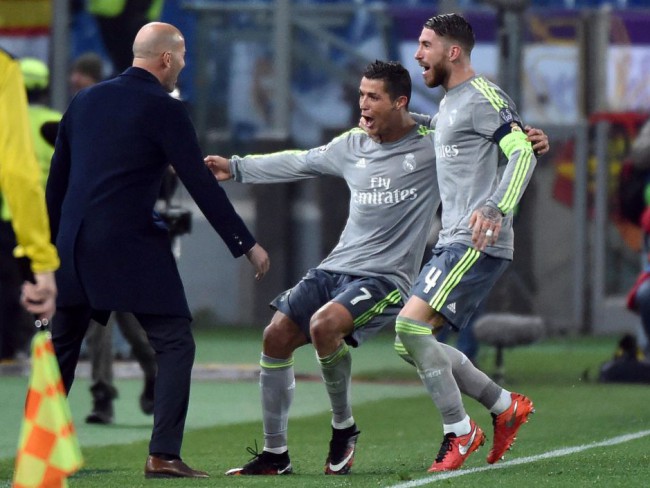 Cristiano celebra su gol ante el Roma. FOTO/ EFE