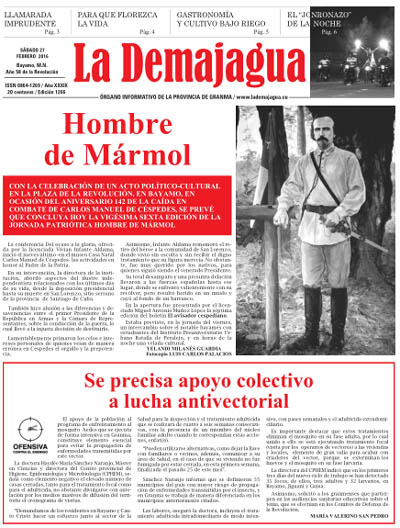 Edición impresa 1266 del semanario La Demajagua, sábado 27 de febrero de 2016 Edición impresa 1266 del semanario La Demajagua, sábado 27 de febrero de 2016