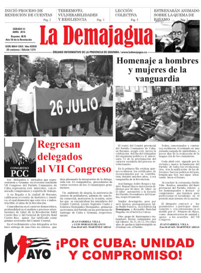 Edición impresa 1274 del semanario La Demajagua, sábado 23 de abril de 2016 Edición impresa 1274 del semanario La Demajagua, sábado 23 de abril de 2016
