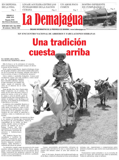 Edición impresa 1283 del semanario La Demajagua, sábado 25 de junio de 2016 Edición impresa 1283 del semanario La Demajagua, sábado 25 de junio de 2016