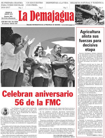 Edición impresa 1291 del semanario La Demajagua, sábado 20 de agosto de 2016 Edición impresa 1291 del semanario La Demajagua, sábado 20 de agosto de 2016