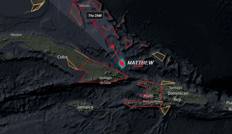 Matthew al norte de Cuba