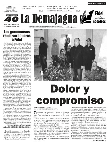 Edición impresa 1308 de La Demajagua como homenaje póstumo a Fidel Castro (PDF) Edición impresa 1308 de La Demajagua como homenaje póstumo a Fidel Castro (PDF)