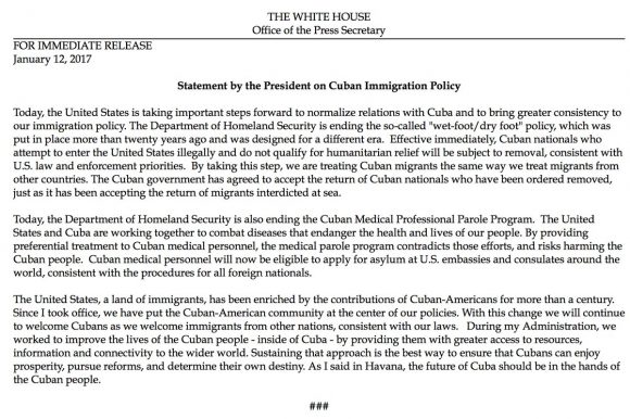 Declaración del Gobierno de Estados Unidos