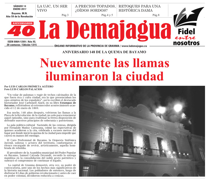 Edición impresa 1315 del semanario La Demajagua, sábado 14 de enero de 2017 Edición impresa 1315 del semanario La Demajagua, sábado 14 de enero de 2017
