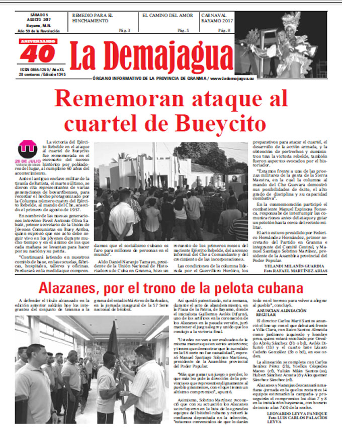 Edición impresa 1345 del semanario La Demajagua, sábado 5 de agosto de 2017 Edición impresa 1345 del semanario La Demajagua, sábado 5 de agosto de 2017
