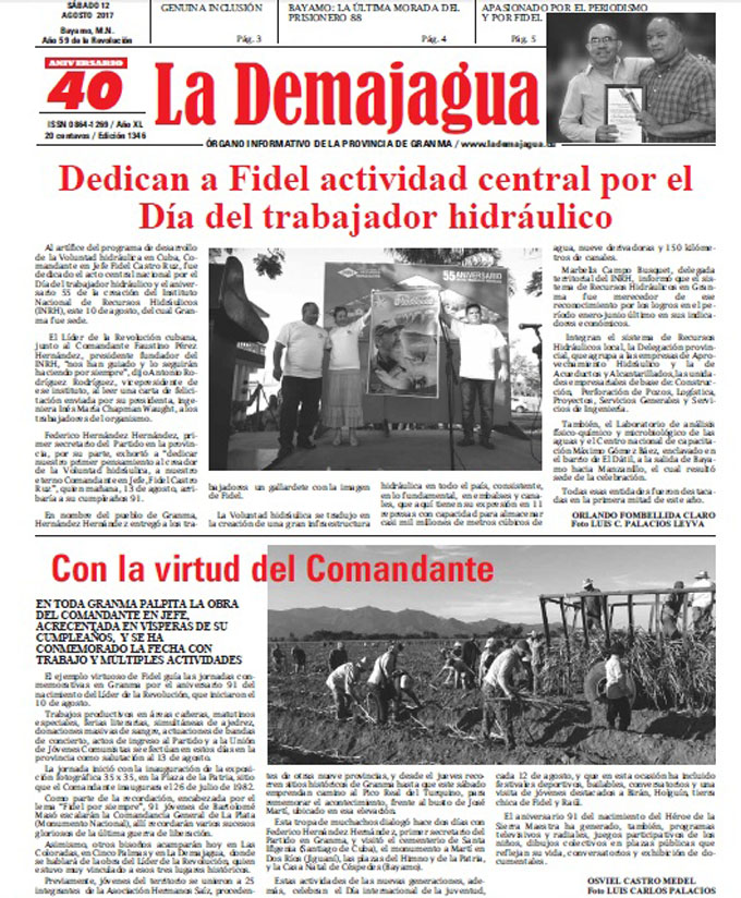 Edición impresa 1346 del semanario La Demajagua, sábado 12 de agosto de 2017 Edición impresa 1346 del semanario La Demajagua, sábado 12 de agosto de 2017