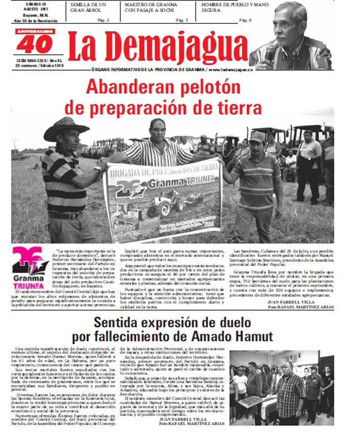 Edición impresa 1348 del semanario La Demajagua, sábado 26 de agosto de 2017 Edición impresa 1348 del semanario La Demajagua, sábado 26 de agosto de 2017