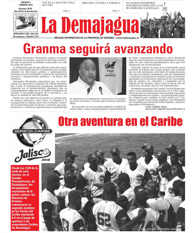 Edición impresa 1371 del semanario La Demajagua, sábado 3 de febrero de 2018 Edición impresa 1371 del semanario La Demajagua, sábado 3 de febrero de 2018