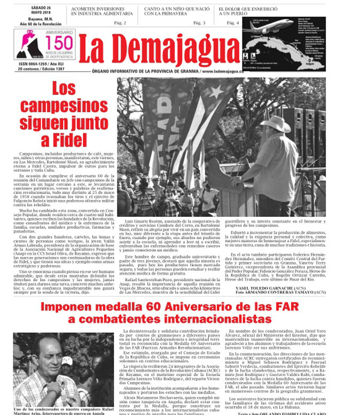 Edición impresa 1387 del semanario La Demajagua, sábado 26 de mayo de 2018 Edición impresa 1387 del semanario La Demajagua, sábado 26 de mayo de 2018