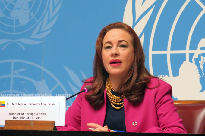 Canciller de Ecuador es elegida presidenta de la Asamblea General de la ONU Canciller de Ecuador es elegida presidenta de la Asamblea General de la ONU