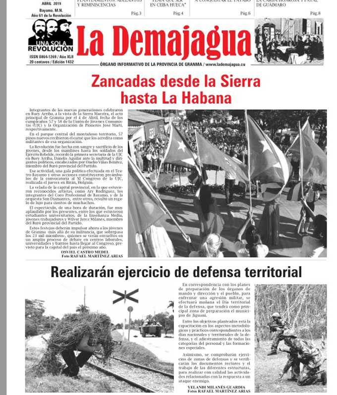 Edición impresa 1432, del semanario La Demajagua, sábado 6 de abril 2019 Edición impresa 1432, del semanario La Demajagua, sábado 6 de abril 2019