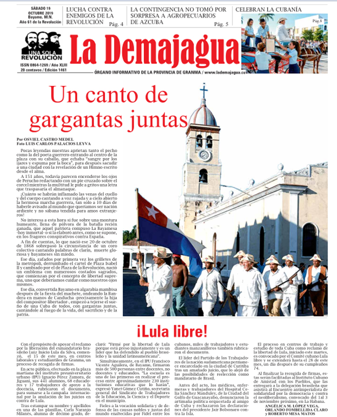 Edición impresa 1461 del semanario La Demajagua, sábado 19 de octubre de 2019 Edición impresa 1461 del semanario La Demajagua, sábado 19 de octubre de 2019