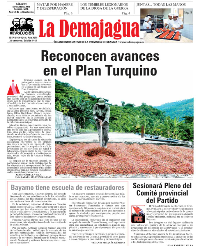 Edición impresa 1464 del semanario La Demajagua, sábado 9 de noviembre de 2019 Edición impresa 1464 del semanario La Demajagua, sábado 9 de noviembre de 2019