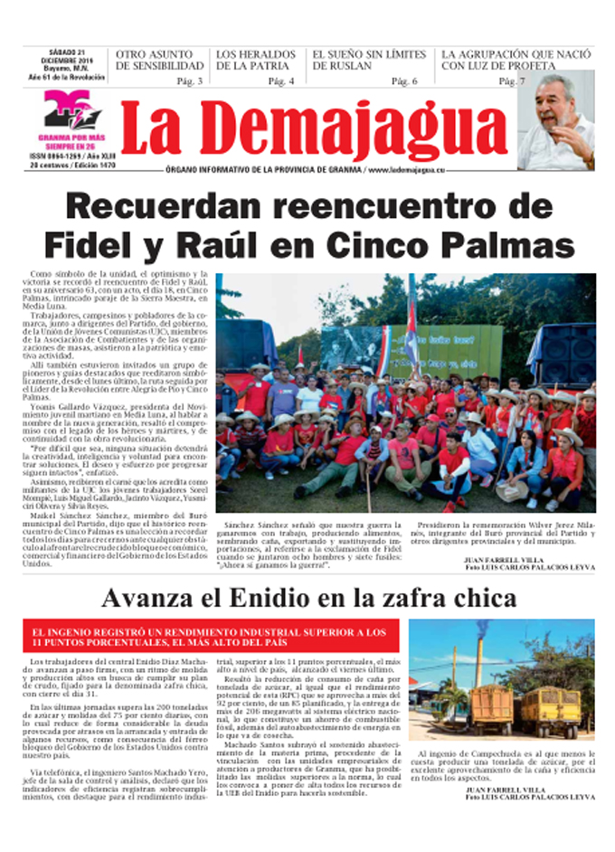 Edición impresa 1470 del semanario La Demajagua, sábado 21 de diciembre de 2019 Edición impresa 1470 del semanario La Demajagua, sábado 21 de diciembre de 2019
