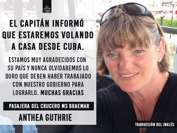 Pasajera del MS Braemar: «Gracias a Cuba por habernos abierto el corazón» Pasajera del MS Braemar: «Gracias a Cuba por habernos abierto el corazón»