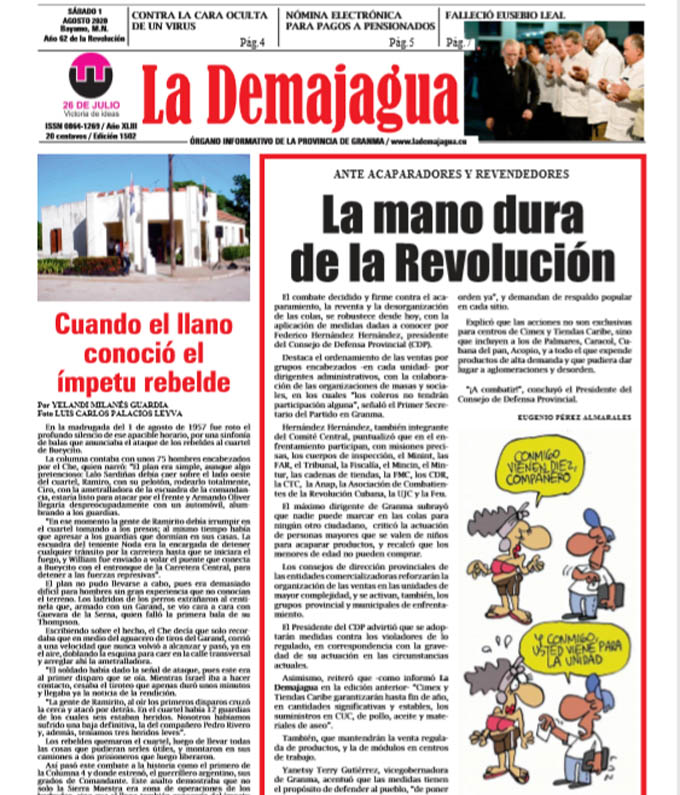 Edición impresa 1502 del semanario La Demajagua, sábado 1 de agosto de 2020 Edición impresa 1502 del semanario La Demajagua, sábado 1 de agosto de 2020