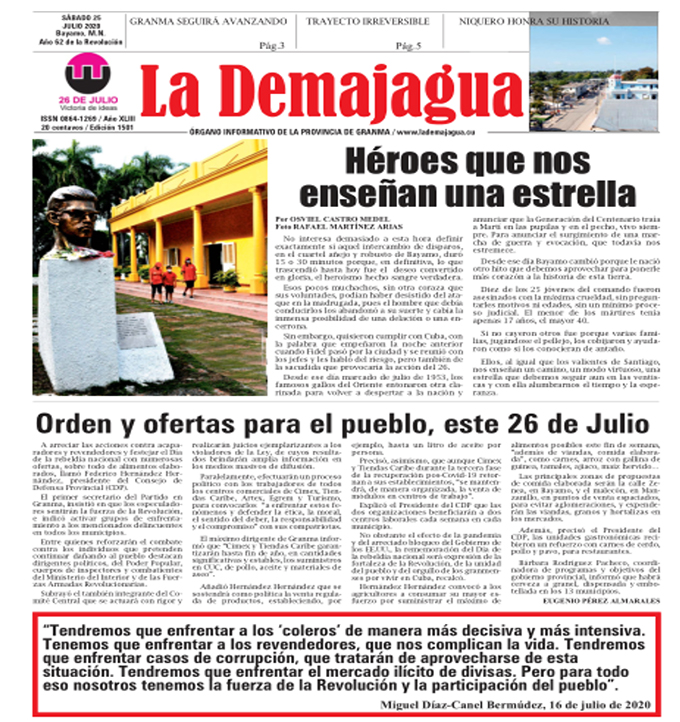 Edición impresa 1501 del semanario La Demajagua, sábado 25 de julio de 2020 Edición impresa 1501 del semanario La Demajagua, sábado 25 de julio de 2020