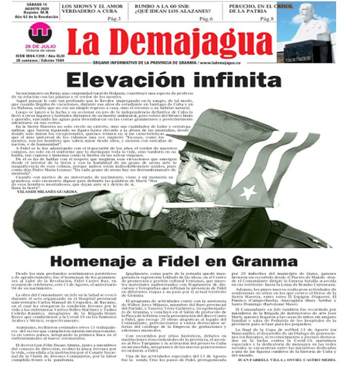 Edición impresa 1504 del semanario La Demajagua, sábado 15 de agosto de 2020 Edición impresa 1504 del semanario La Demajagua, sábado 15 de agosto de 2020