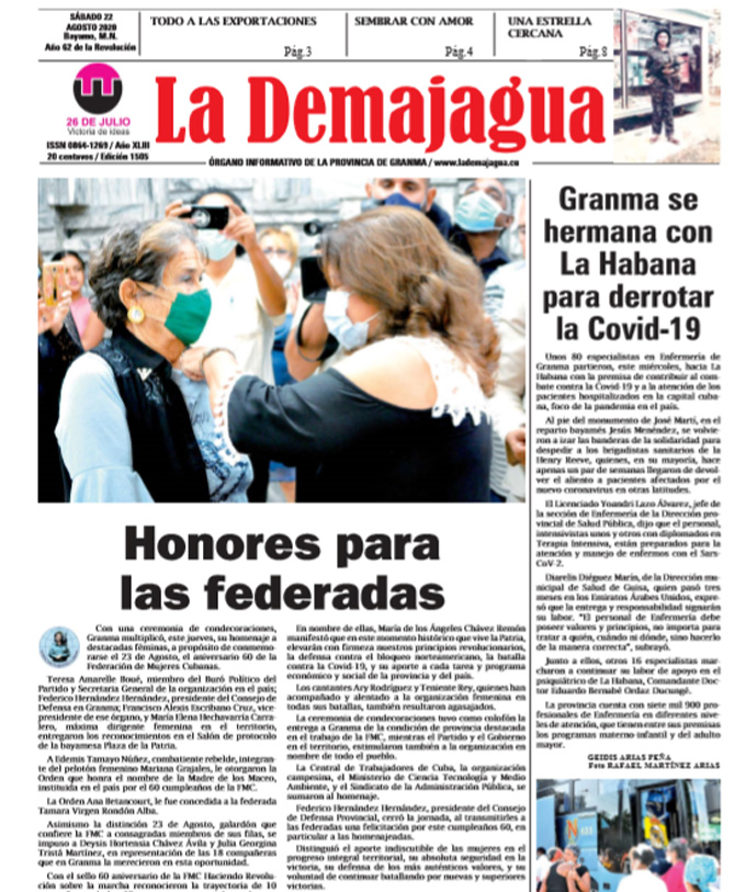 Edición impresa 1505 del semanario La Demajagua, sábado 22 de agosto de 2020 Edición impresa 1505 del semanario La Demajagua, sábado 22 de agosto de 2020