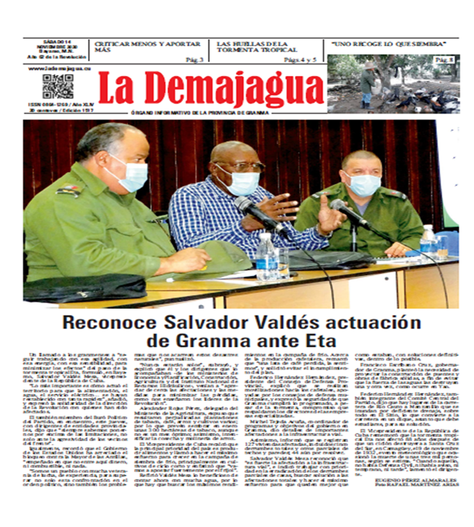 Edición impresa 1517 del semanario La Demajagua, sábado 14 de noviembre de 2020 Edición impresa 1517 del semanario La Demajagua, sábado 14 de noviembre de 2020