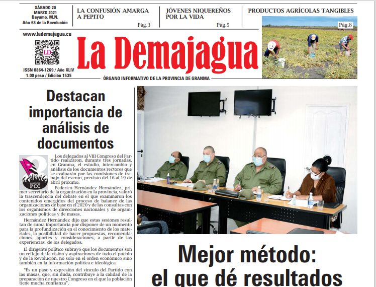 Edición impresa 1535 del semanario La Demajagua, sábado 20 de marzo de 2021 Edición impresa 1535 del semanario La Demajagua, sábado 20 de marzo de 2021