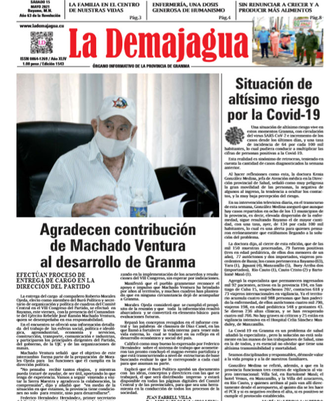 Edición impresa 1543 del semanario La Demajagua, sábado 15 de Mayo de 2021 Edición impresa 1543 del semanario La Demajagua, sábado 15 de Mayo de 2021