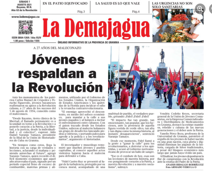 Edición impresa 1555 del semanario La Demajagua, sábado 7 de agosto 2021 Edición impresa 1555 del semanario La Demajagua, sábado 7 de agosto 2021