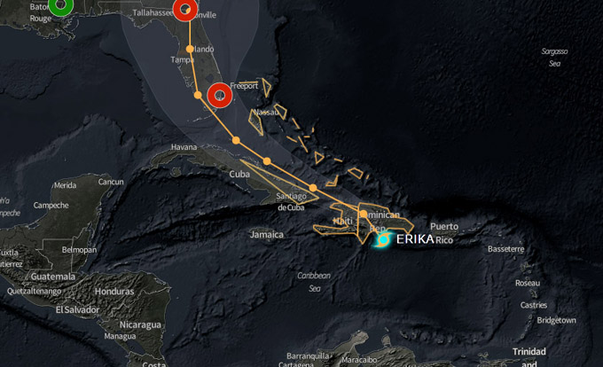 Alerta Ciclónica en varias provincias orientales por “Erika” Alerta Ciclónica en varias provincias orientales por “Erika”