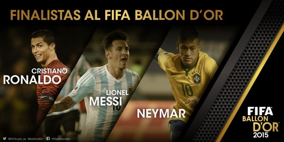 Messi, Cristiano y Neymar, finalistas del Balón de Oro
