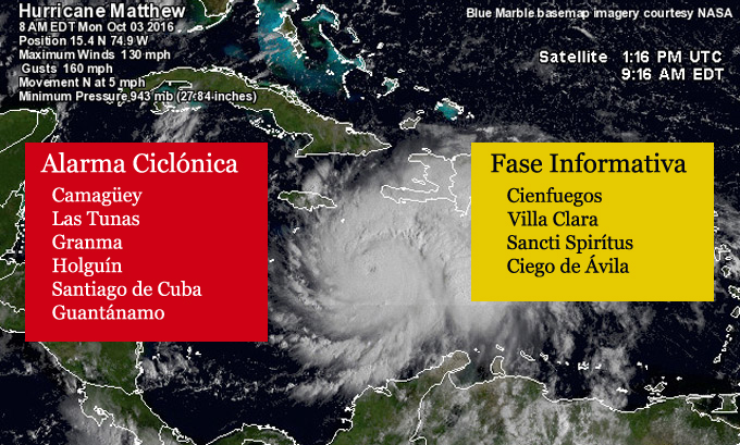 Alarma Ciclónica para las provincias de Camagüey, Las Tunas, Holguín, Granma, Santiago de Cuba y Guantánamo