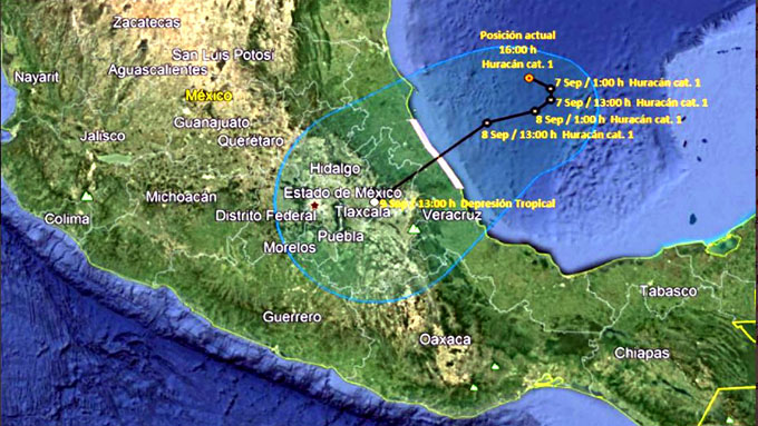 Alerta máxima por Katia en estados mexicanos de Veracruz y Tamaulipas