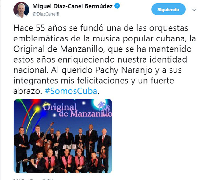 Felicita presidente de Cuba a la Original de Manzanillo