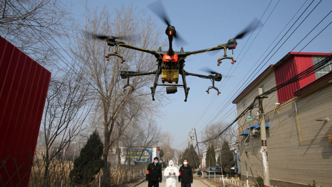 Drones se unen a la lucha contra la covid-19 en India Drones se unen a la lucha contra la covid-19 en India