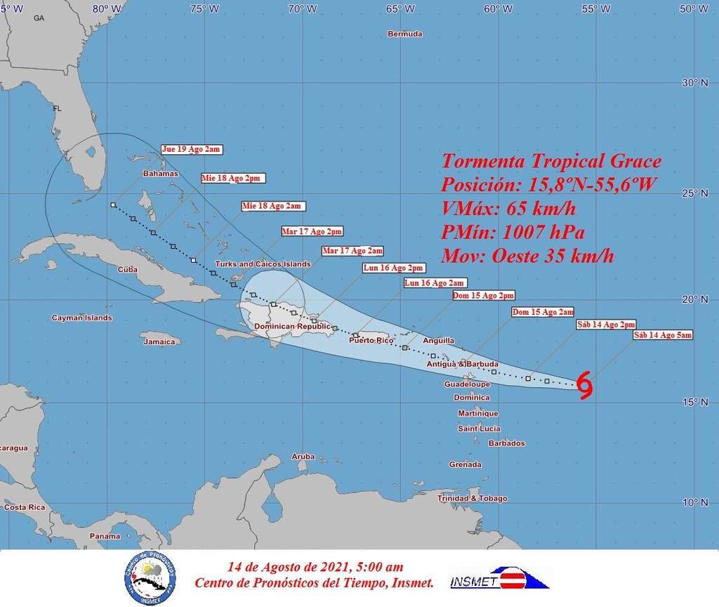 Aviso de Ciclón Tropical No.6: Grace se aproxima a La Española