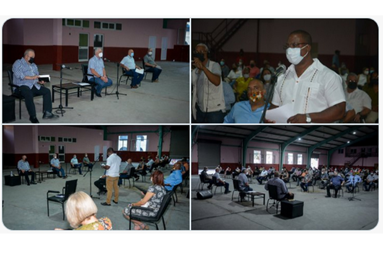 Presidente de Cuba dialoga con líderes comunitarios en el barrio de San Isidro