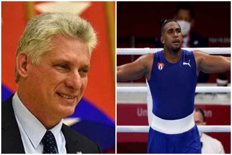 Presidente cubano felicita a ganador de oro olímpico en boxeo Presidente cubano felicita a ganador de oro olímpico en boxeo
