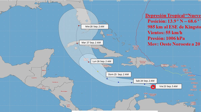 Se forma en el mar Caribe depresión tropical número nueve Se forma en el mar Caribe depresión tropical número nueve