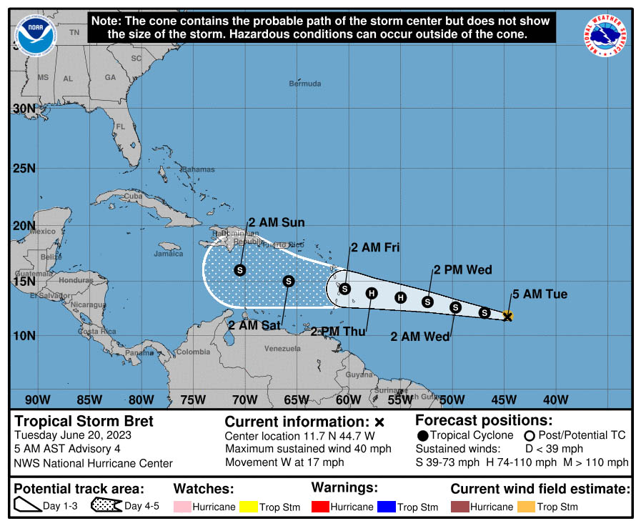 Depresión Tres se convierte en tormenta tropical Bret