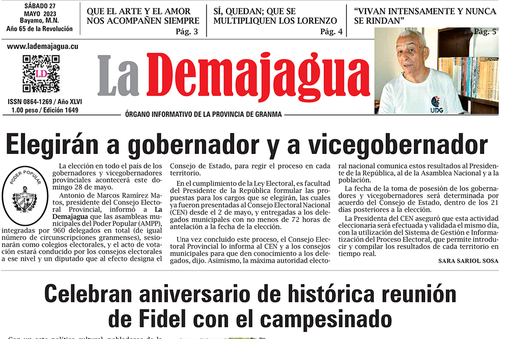 Edición impresa 1649 del semanario La Demajagua, sábado 25 de mayo de 2023 Edición impresa 1649 del semanario La Demajagua, sábado 25 de mayo de 2023