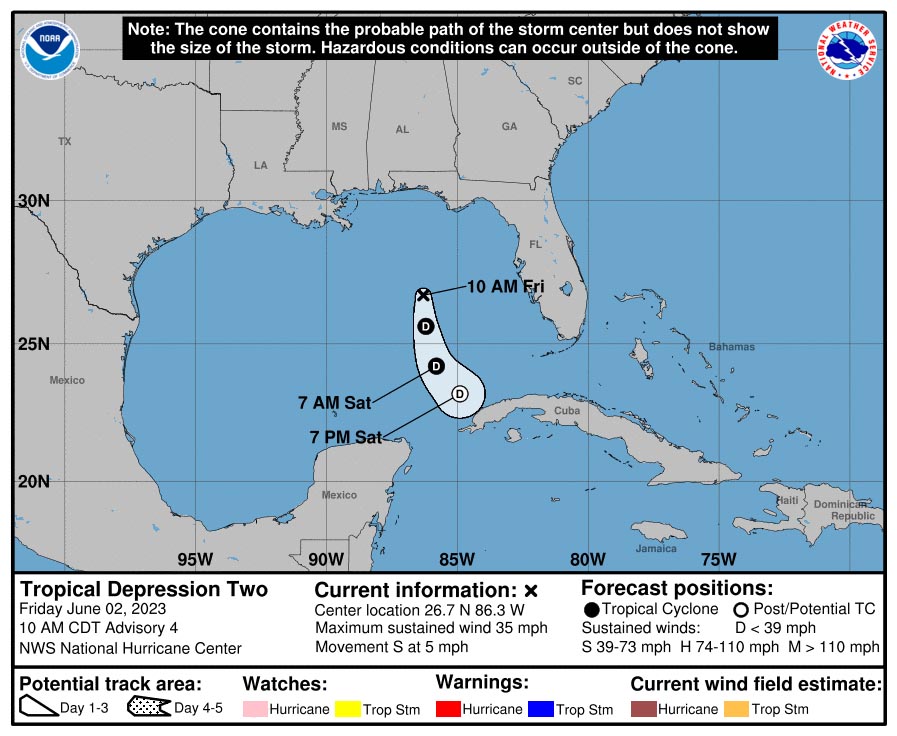 Depresión tropical se mueve lentamente al sur Depresión tropical se mueve lentamente al sur