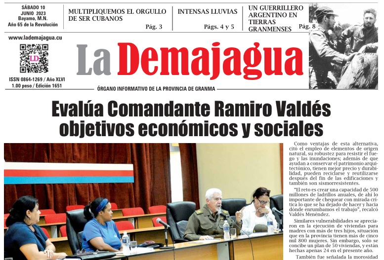 Edición impresa 1651 del semanario La Demajagua, sábado 10 de  junio de 2023