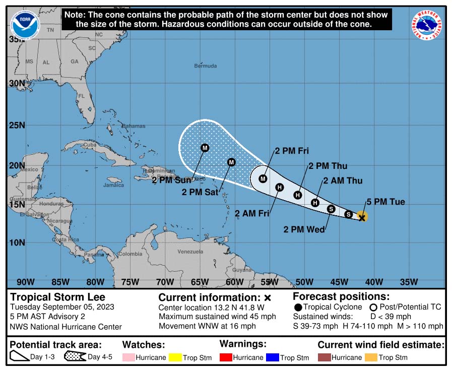 Se forma la tormenta tropical Lee