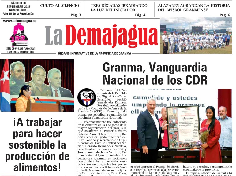 Edición impresa 1668 del semanario La Demajagua, sábado 30 de septiembre de 2023 Edición impresa 1668 del semanario La Demajagua, sábado 30 de septiembre de 2023