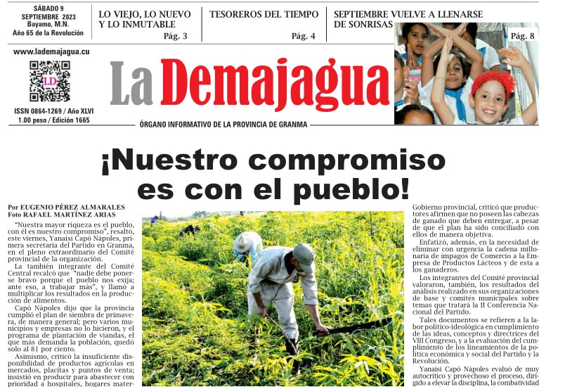 Edición impresa 166 del semanario La Demajagua, sábado 9 de septiembre de 2023 Edición impresa 166 del semanario La Demajagua, sábado 9 de septiembre de 2023