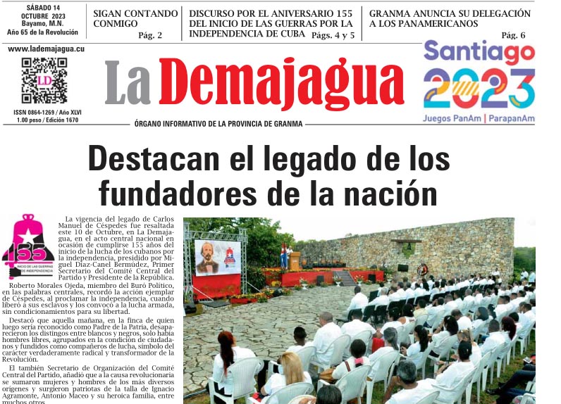 Edición impresa 1670 del semanario La Demajagua, sábado 14 de octubre de 2023 Edición impresa 1670 del semanario La Demajagua, sábado 14 de octubre de 2023